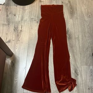 Gorgeous rust color handmade Home Cooked Karma velvet flares high waisted size 2